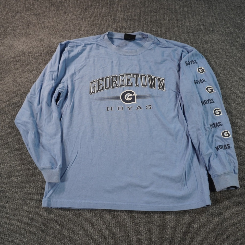 Vintage Georgetown Hoyas Long Sleeve Shirt Mens Medium Blue Graphic Tee NCAA